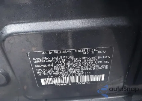 2013 Subaru Xv Crosstrek 2.0I Premium z USA, uszkodzony, nr VIN JF2GPAVC7D2805122